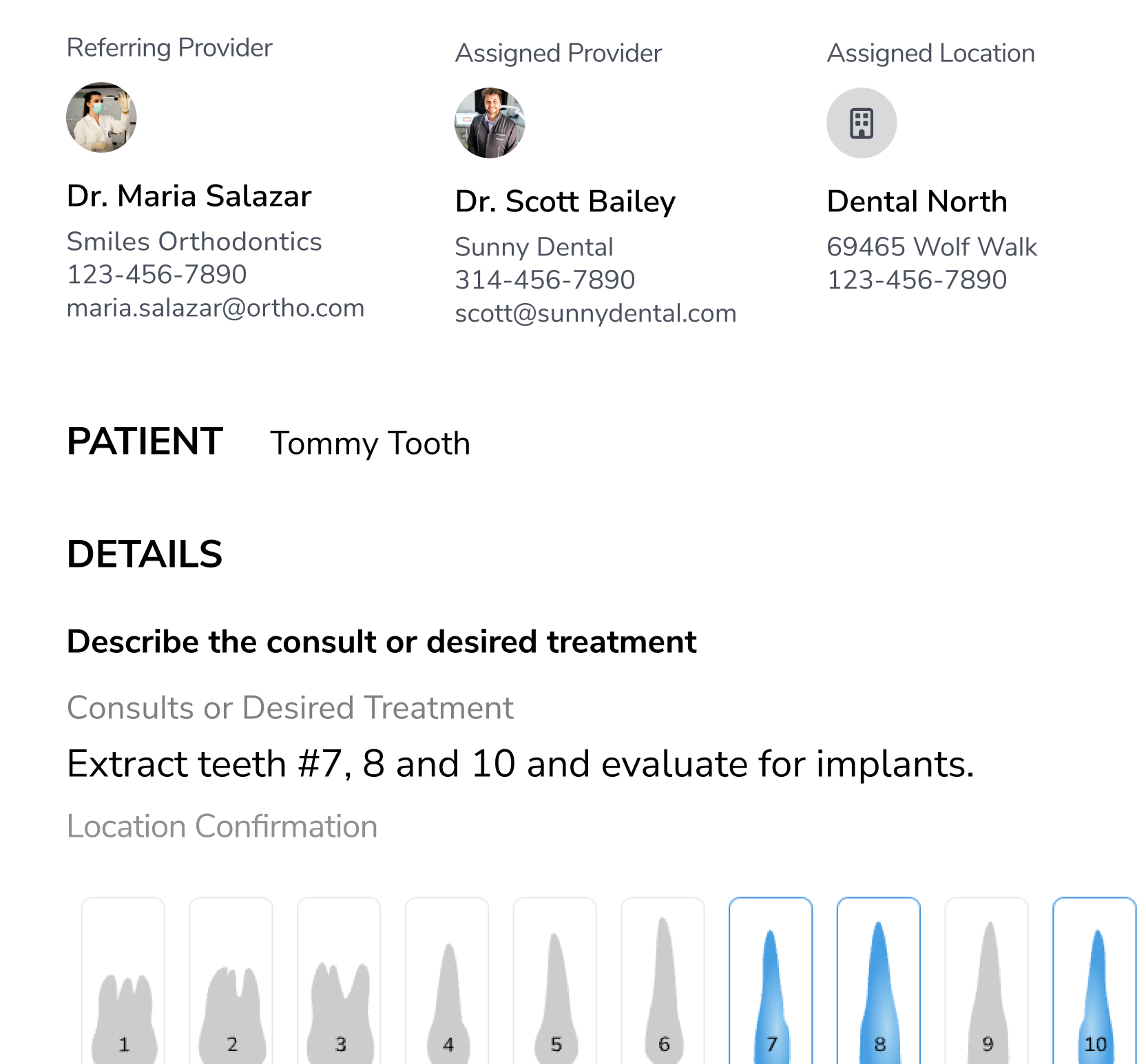 Easy-to-use referral form for referring dentists